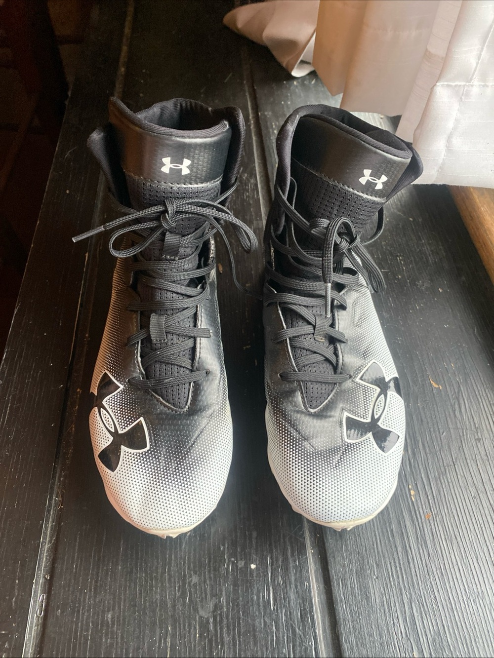 Under Armour Black and Gray High-Top Cleats